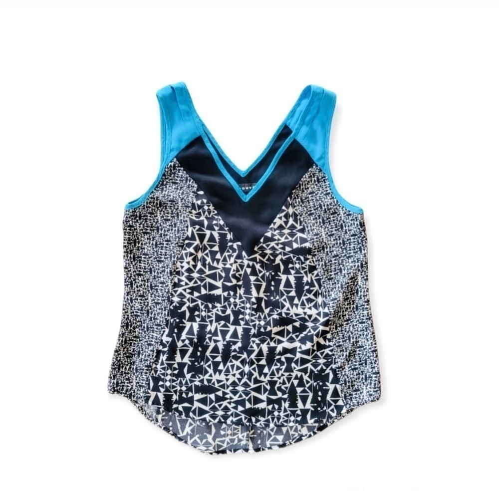 Trouve Top Sleeveless Xs V Neck Black Blue White
